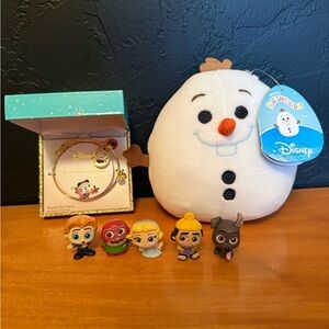 Disney Olaf Plush with Character Figurines and Bracelet